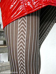 Model Eve In Grey Patterned Pantyhose On The - image nr. 3