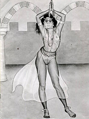 Retro pencil drawings of girls in - image nr. 4