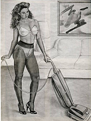 Retro pencil drawings of girls in - image nr. 5