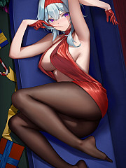 Blue Haired Girl In Black Tights - image nr. 1