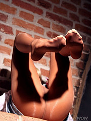 Leggy Bitch Lily In Shiny Nude Pantyhose And - image nr. 12