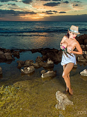 Stunning sunset on sea rocky shore with - image nr. 6